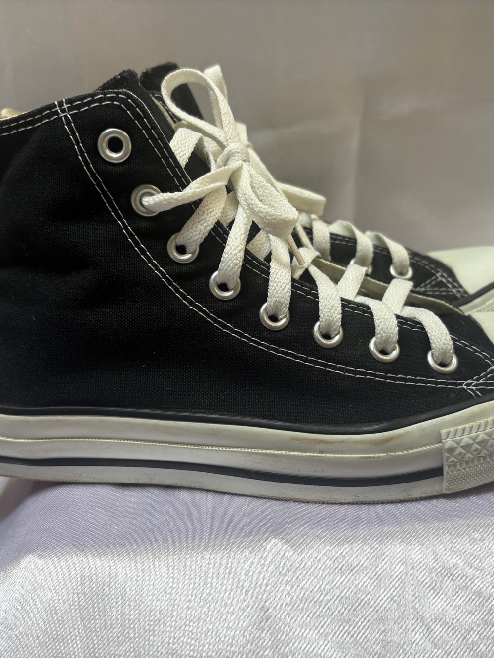 Converse Black High-Top Canvas Sneakers with White Laces - Picture 4 of 6